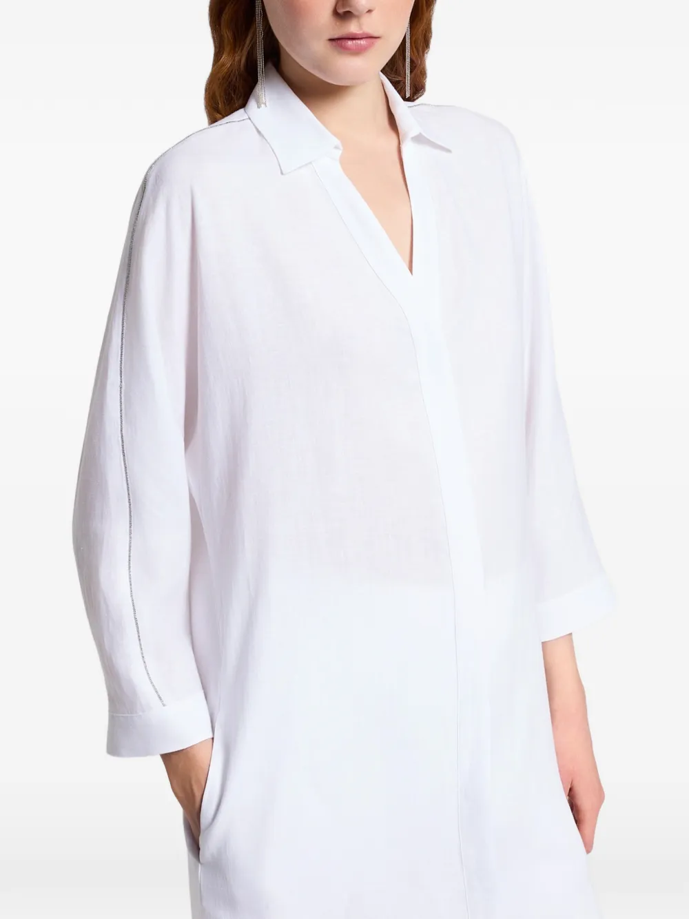 Peserico Maxi-blousejurk met V-hals Wit