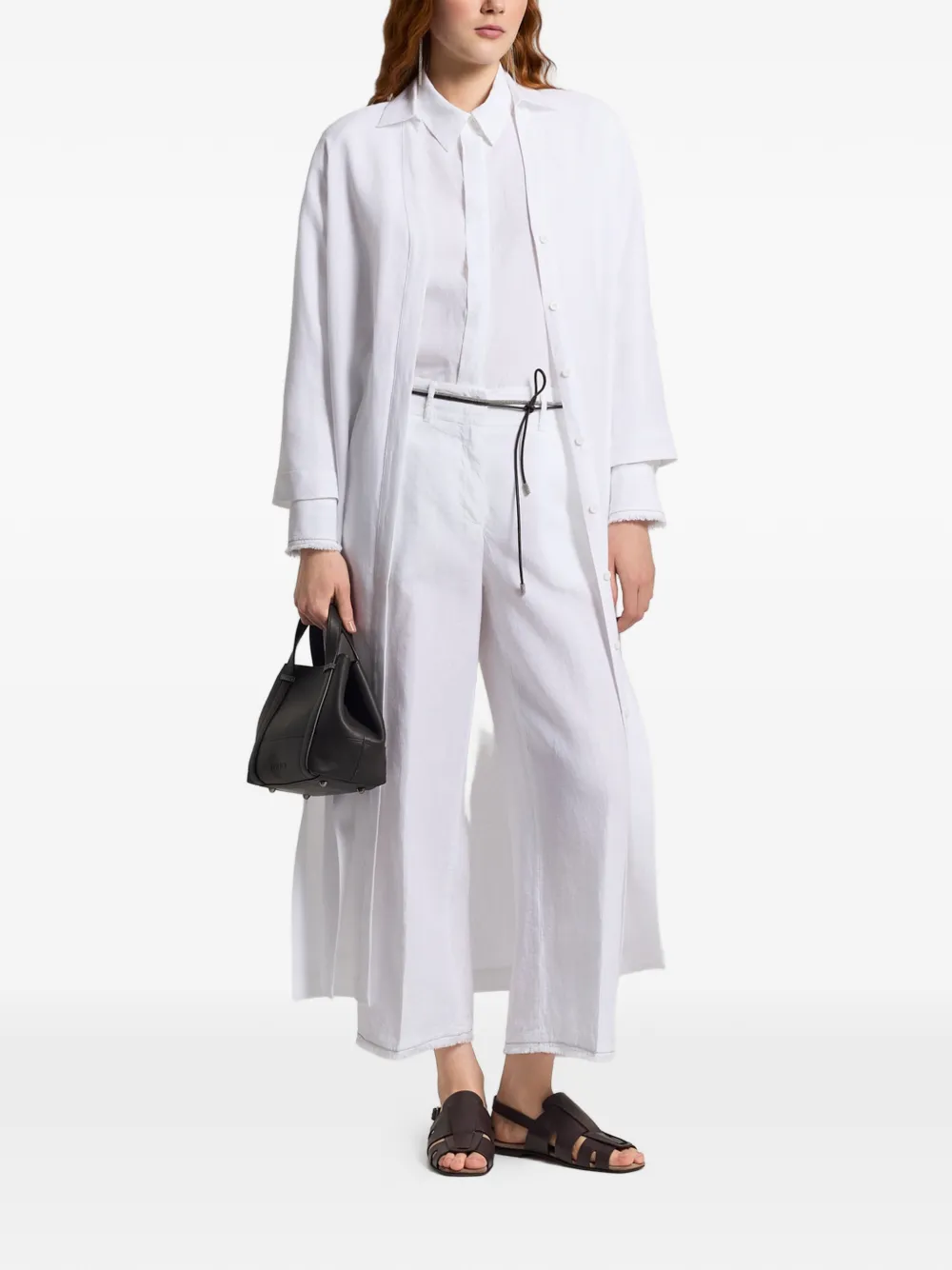 Peserico Maxi-blousejurk met V-hals Wit