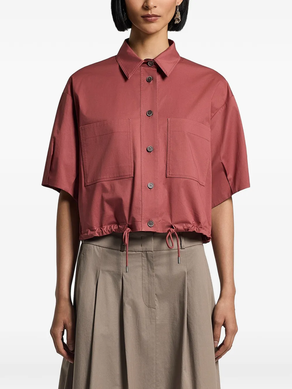 Peserico drawstring chest-pocket shirt - Rosso
