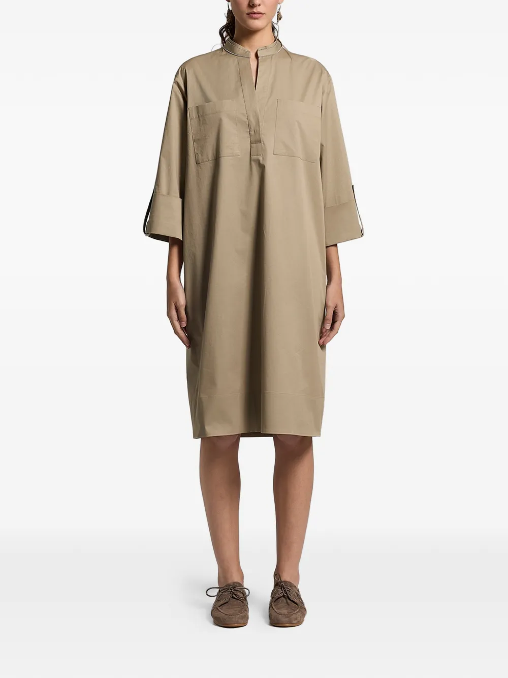 Peserico Midi-jurk met V-hals Groen