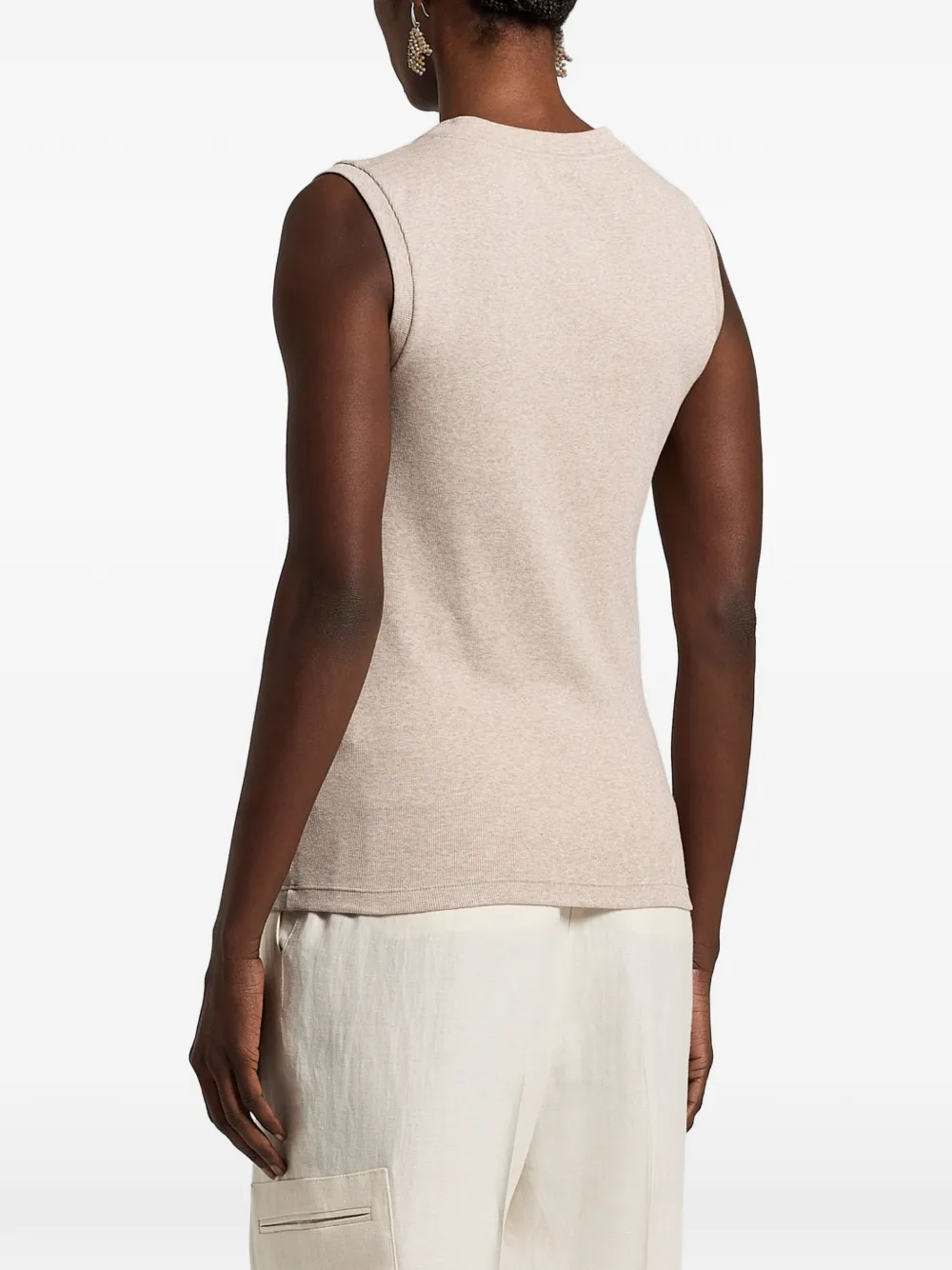  Peserico Ribbed Trim Top - Neutrals 