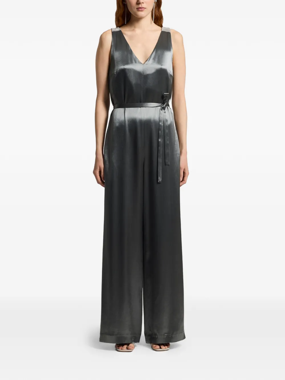 Peserico Shiny Satin Jumpsuit In Black