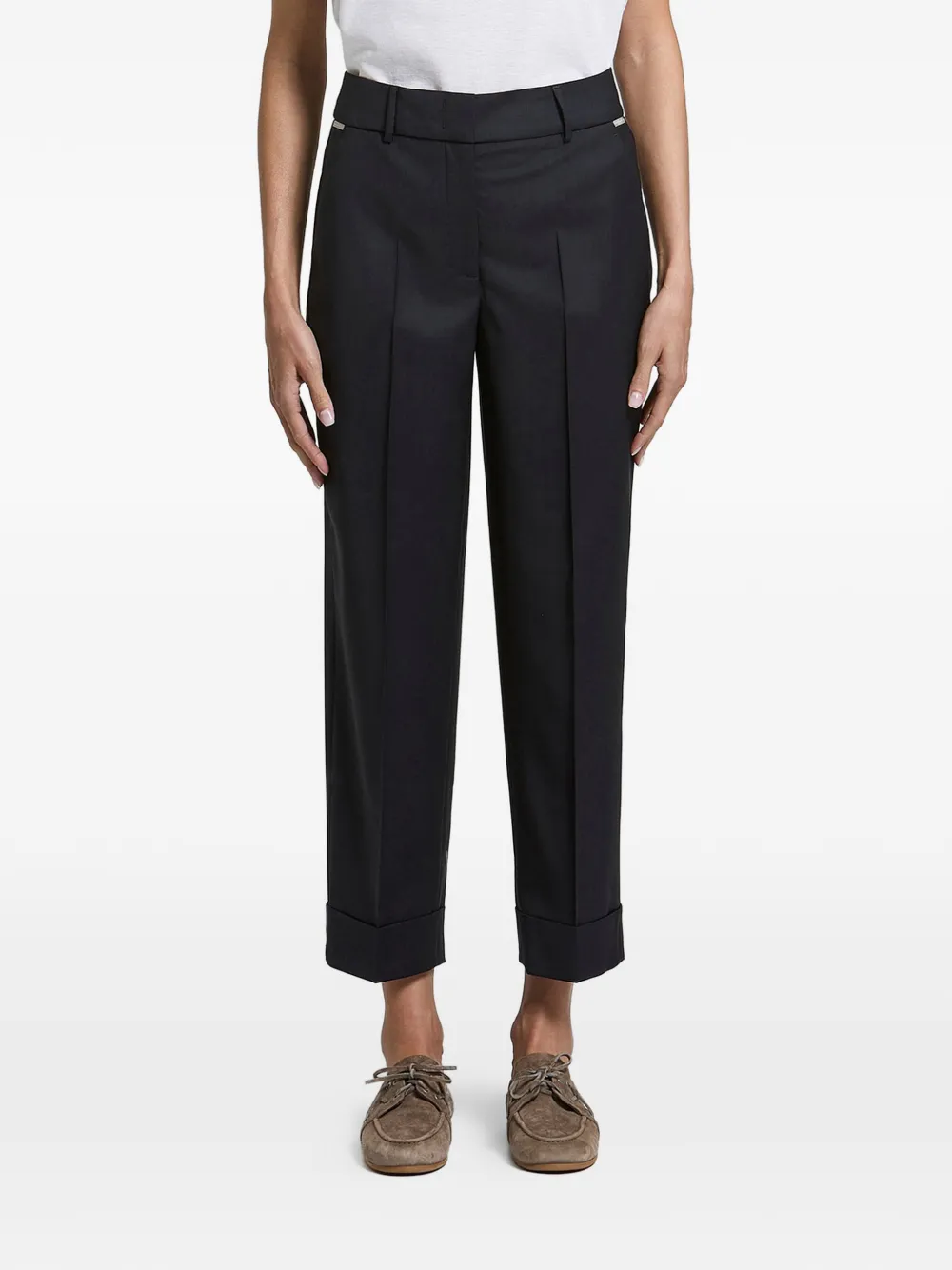 Peserico pressed-crease turn-up trousers - Nero