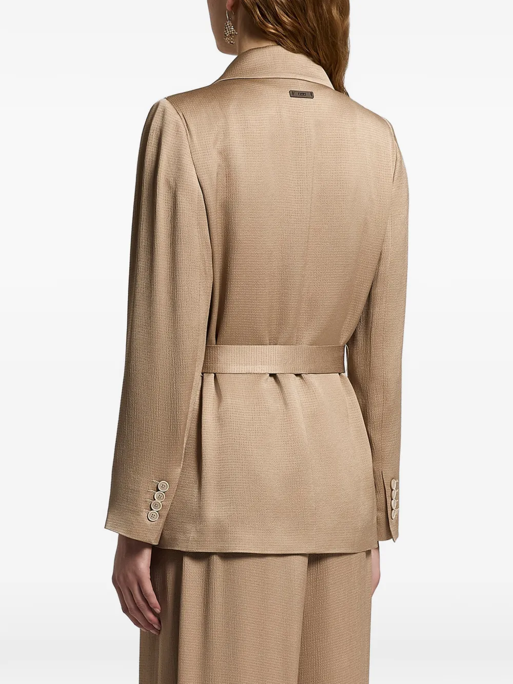  Peserico Satin Belted Blazer - Brown 