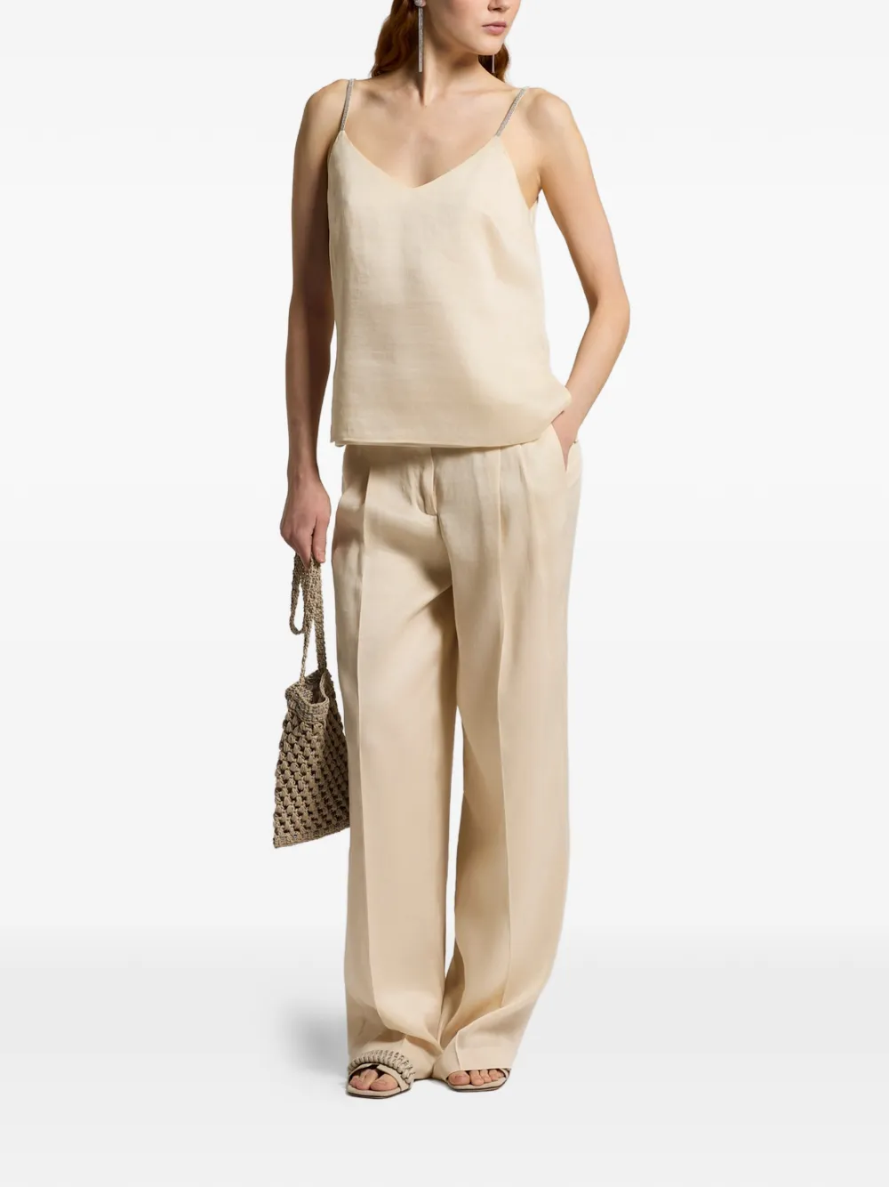  Peserico Embellished Straps Sleeveless Top - Neutrals 