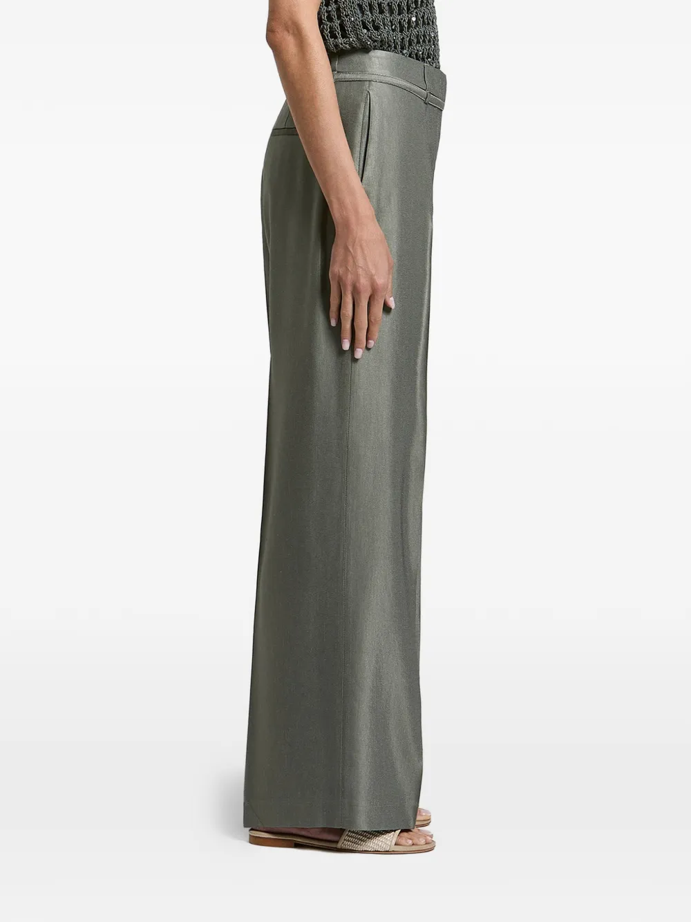 Peserico belted pressed-crease palazzo pants - Verde