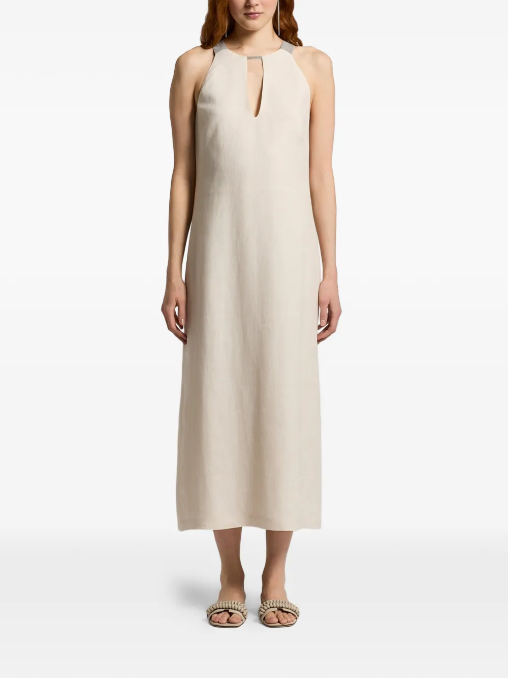 Peserico halterneck keyhole dress - Toni neutri
