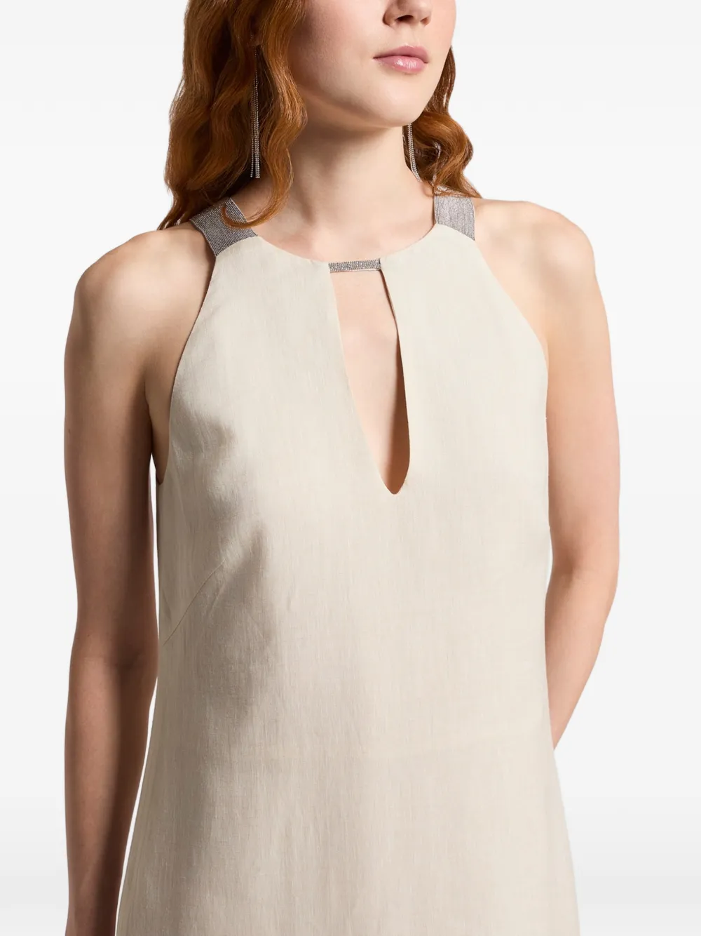 Peserico Jurk met halternek Beige