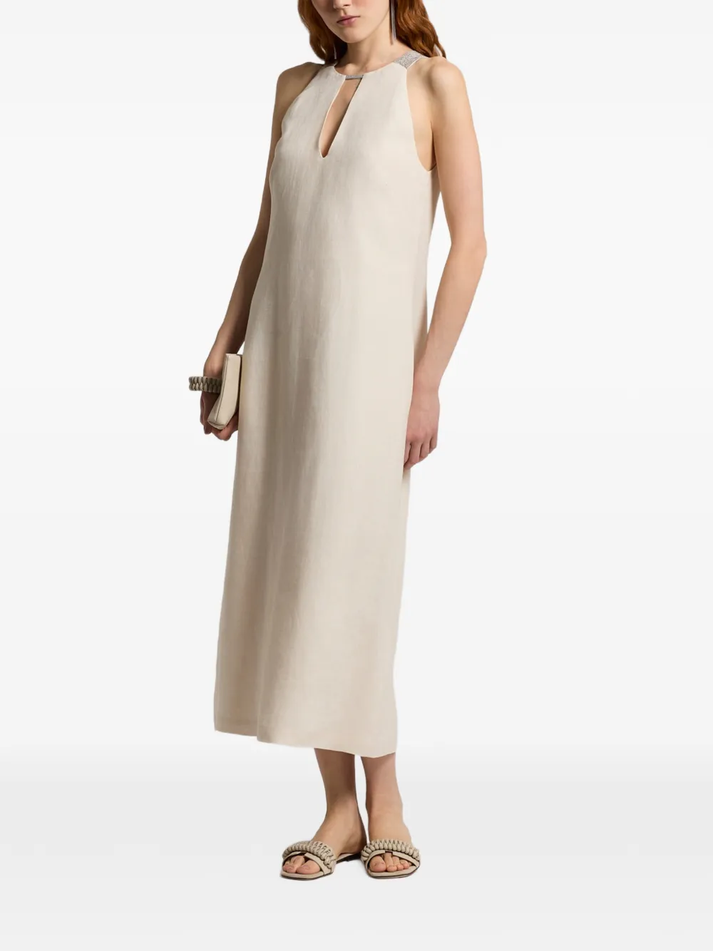 Peserico Jurk met halternek Beige