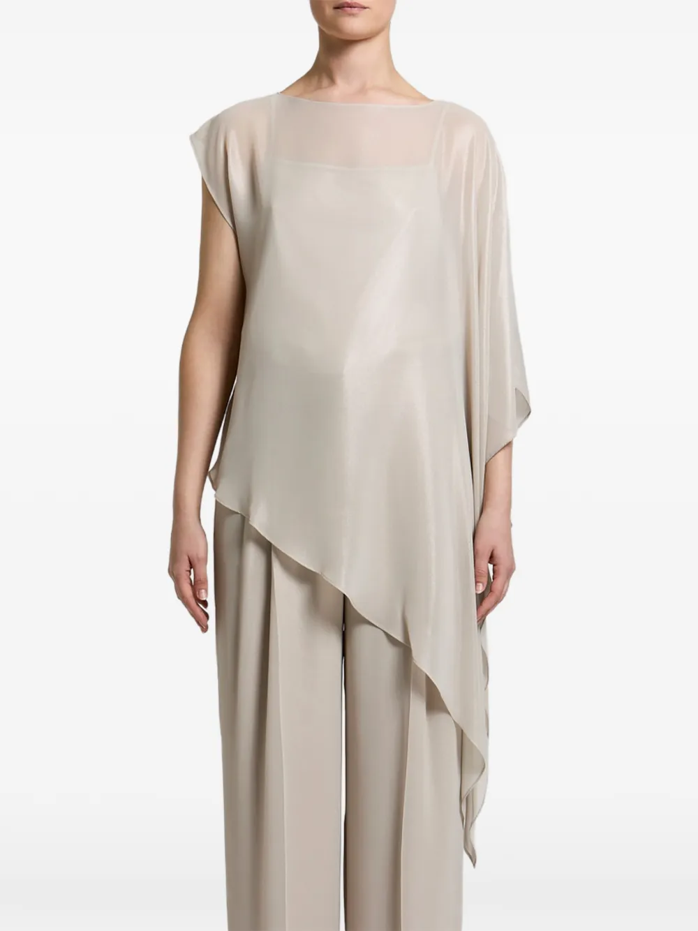 Peserico asymmetric-hem metallic-finish top - Toni neutri