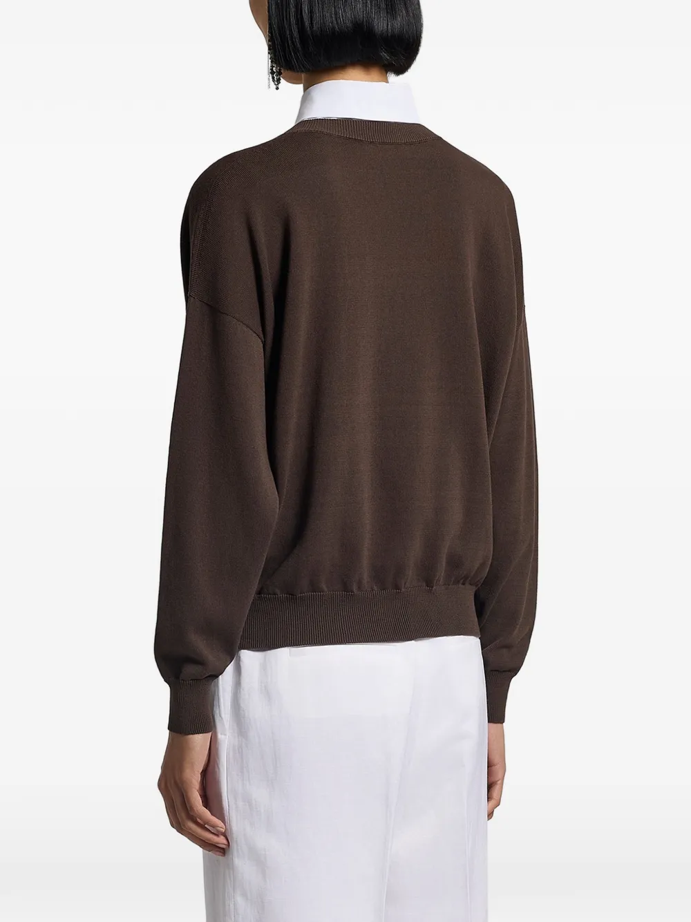  Peserico Pocket V-neck Sweater - Brown 