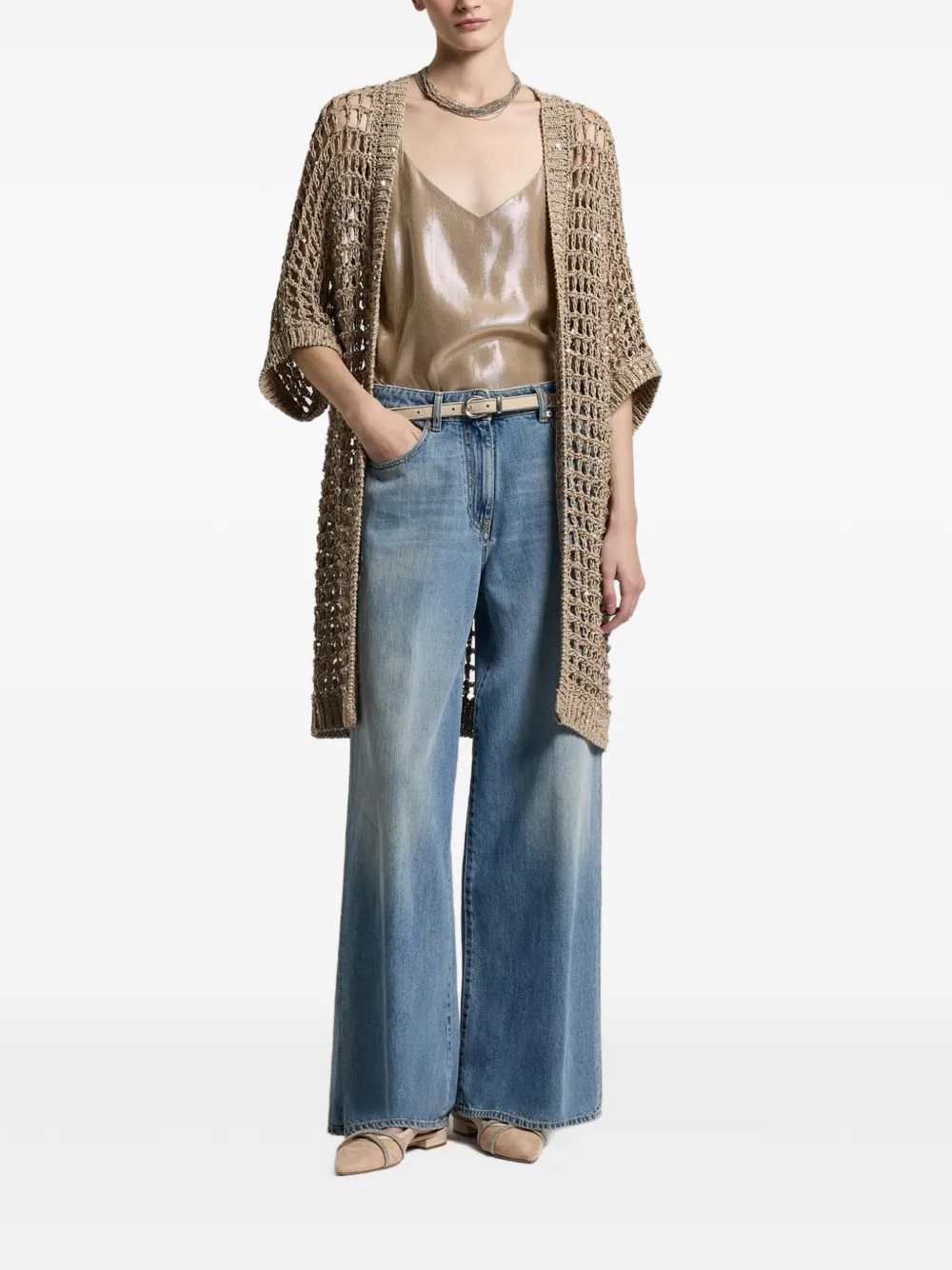  Peserico Open-knit Cardigan - Neutrals 