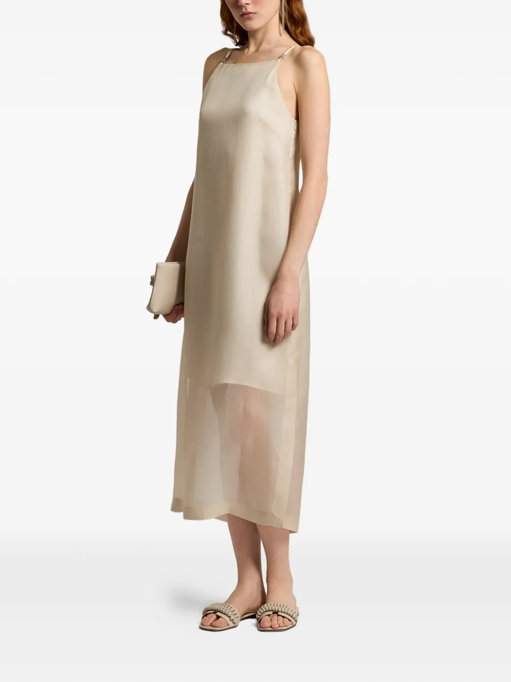 Peserico Midi-jurk met dunne bandjes Beige
