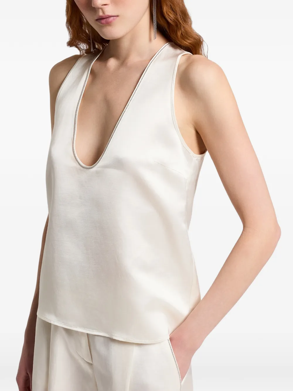  Peserico V-neck Sleeveless Top - Neutrals 