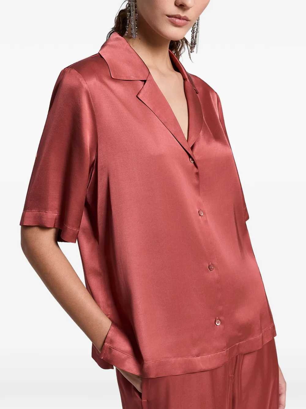 Peserico blouse met korte mouwen Rood