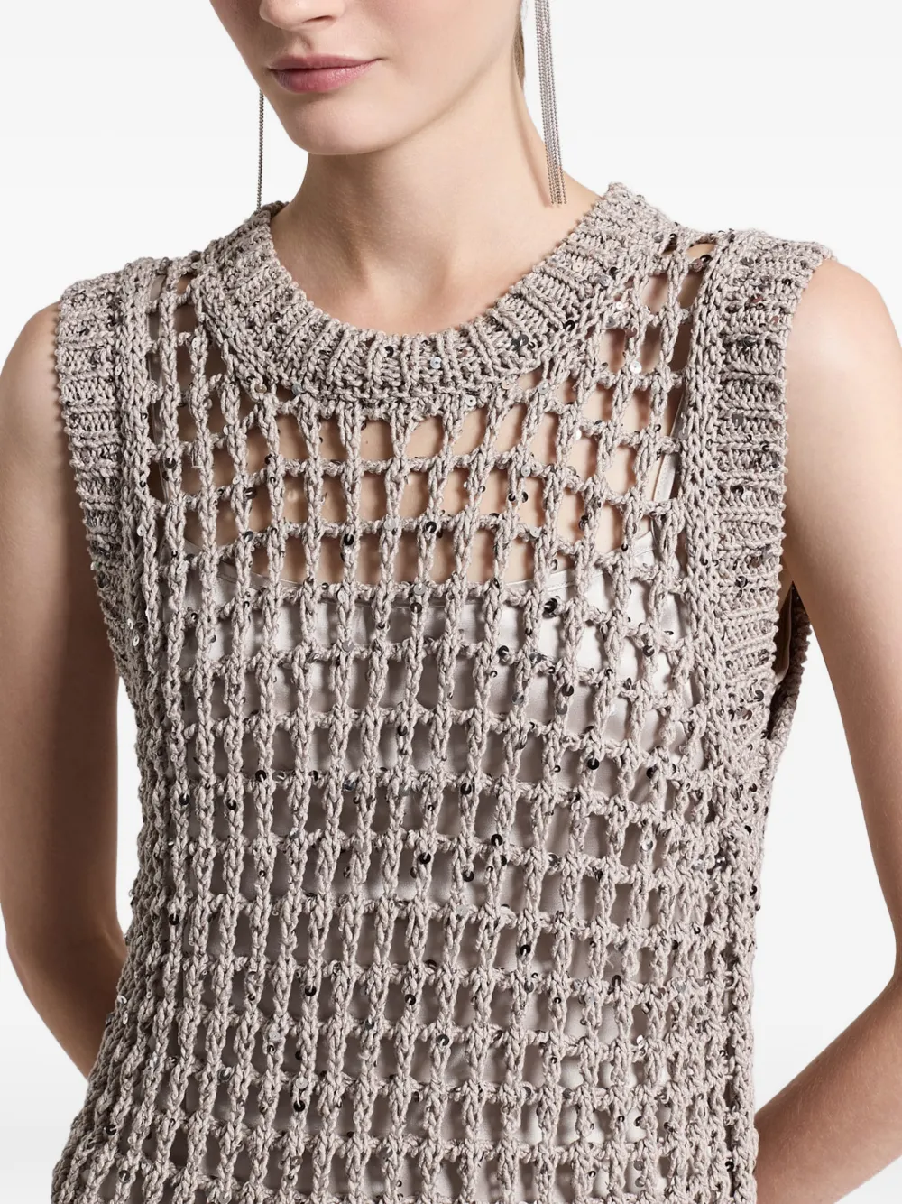 Peserico Opengebreide top Beige