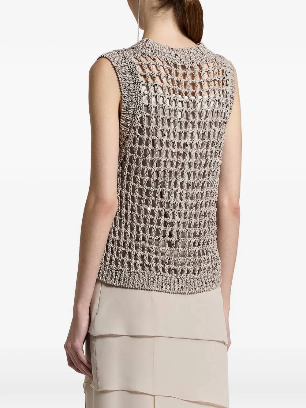 Peserico Opengebreide top Beige