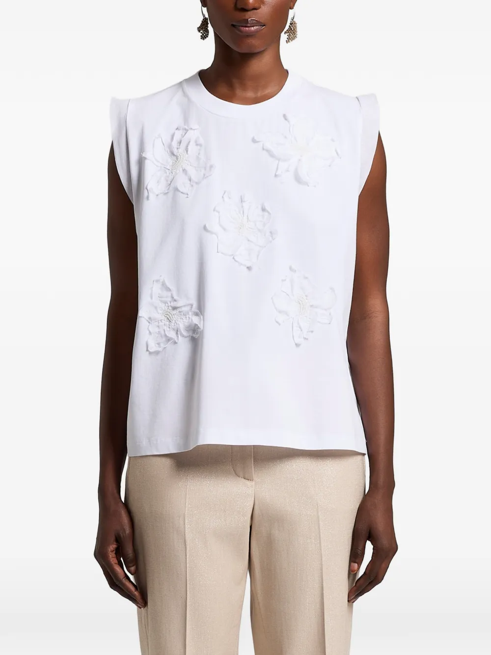 Peserico floral-appliqué top - Weiß