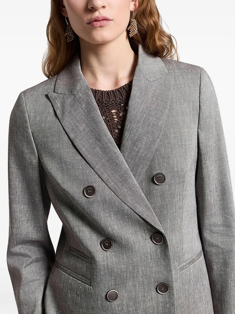 Peserico Blazer met dubbele rij knopen Grijs
