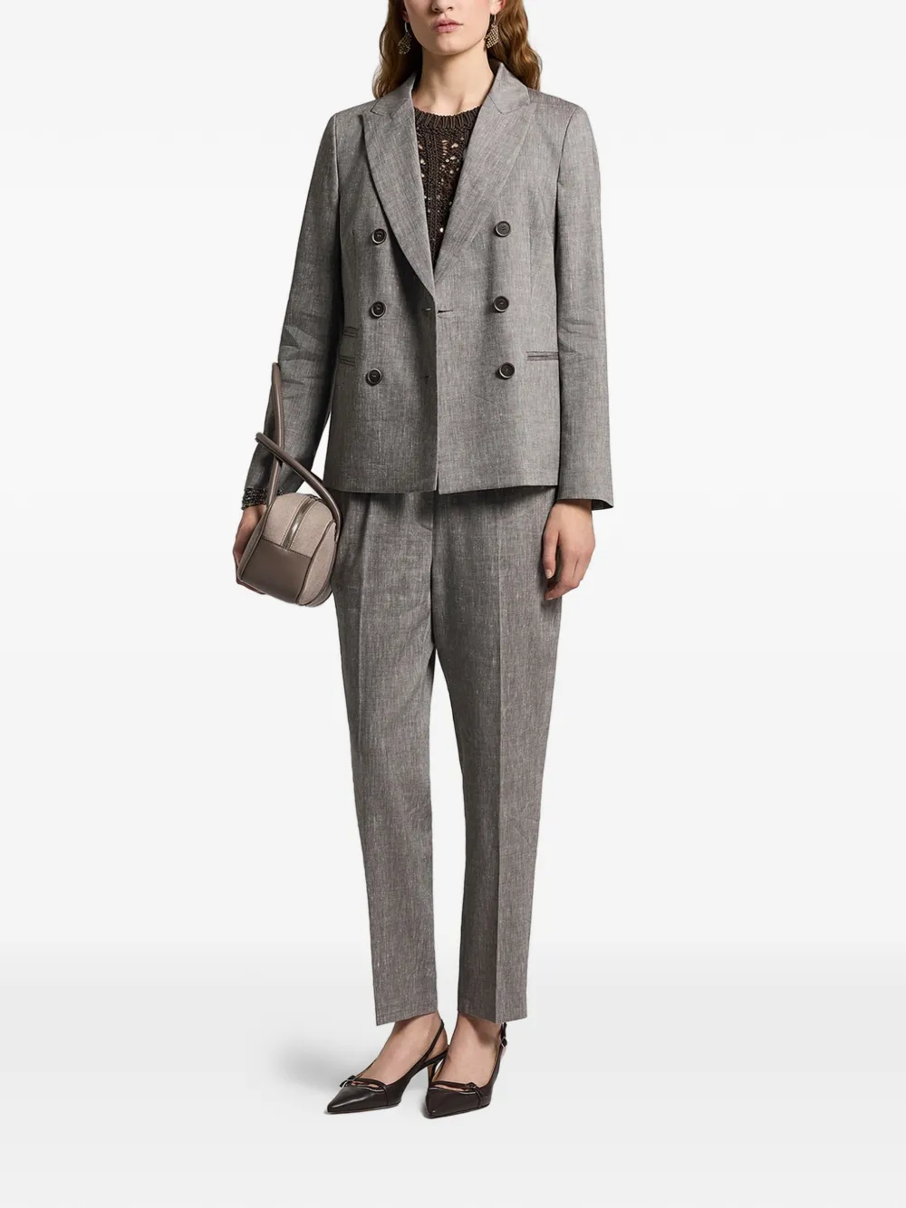  Peserico Double-breasted Blazer - Grey 