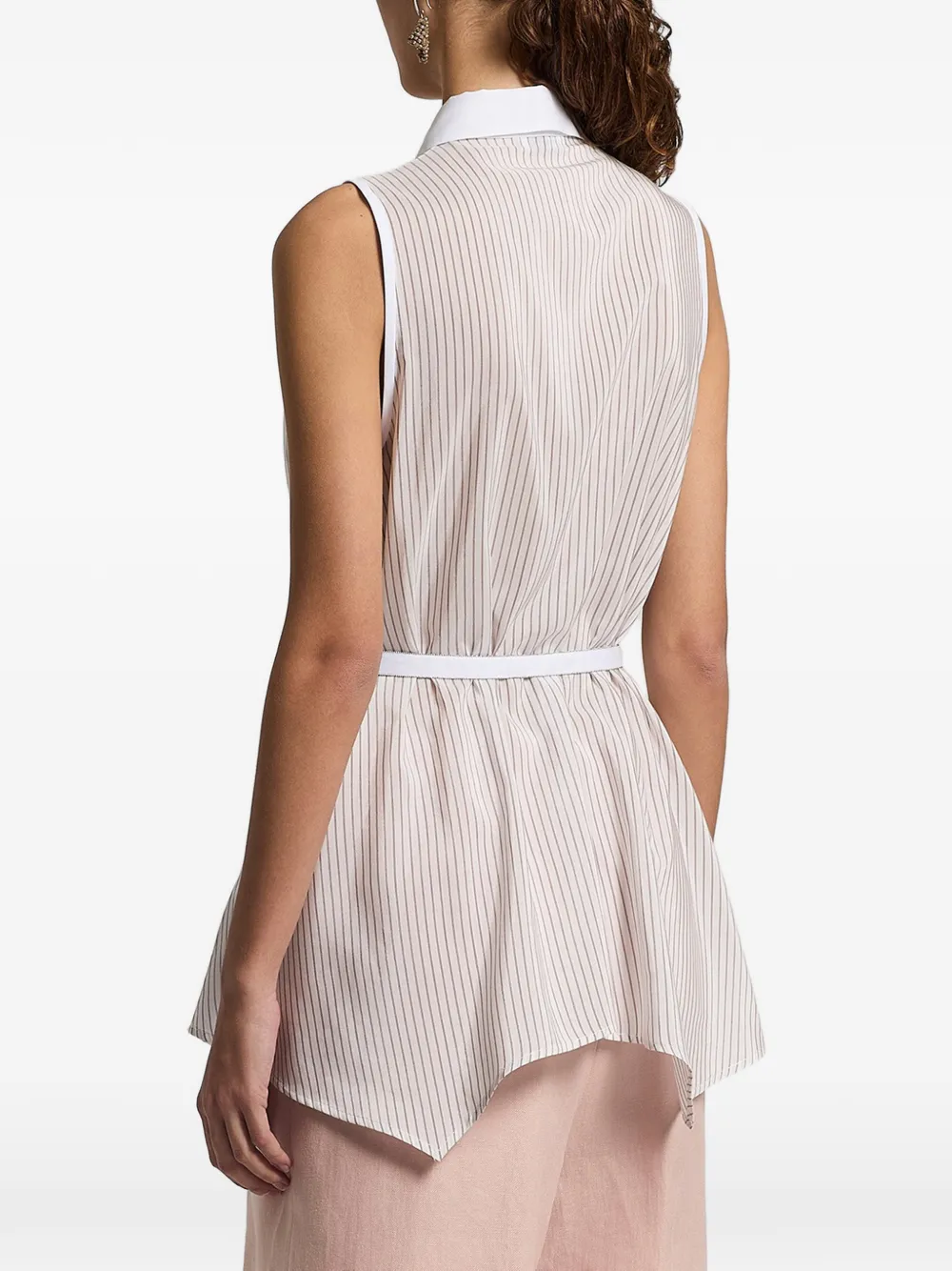  Peserico Striped Belted Shirt - White 