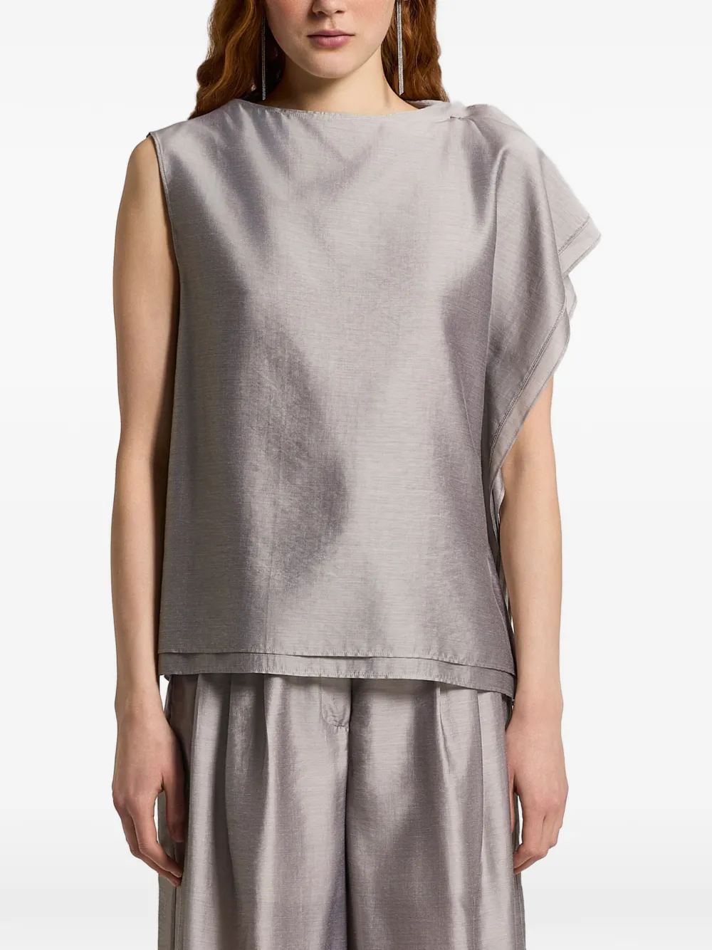 Peserico ruffled sleeveless top - Grau