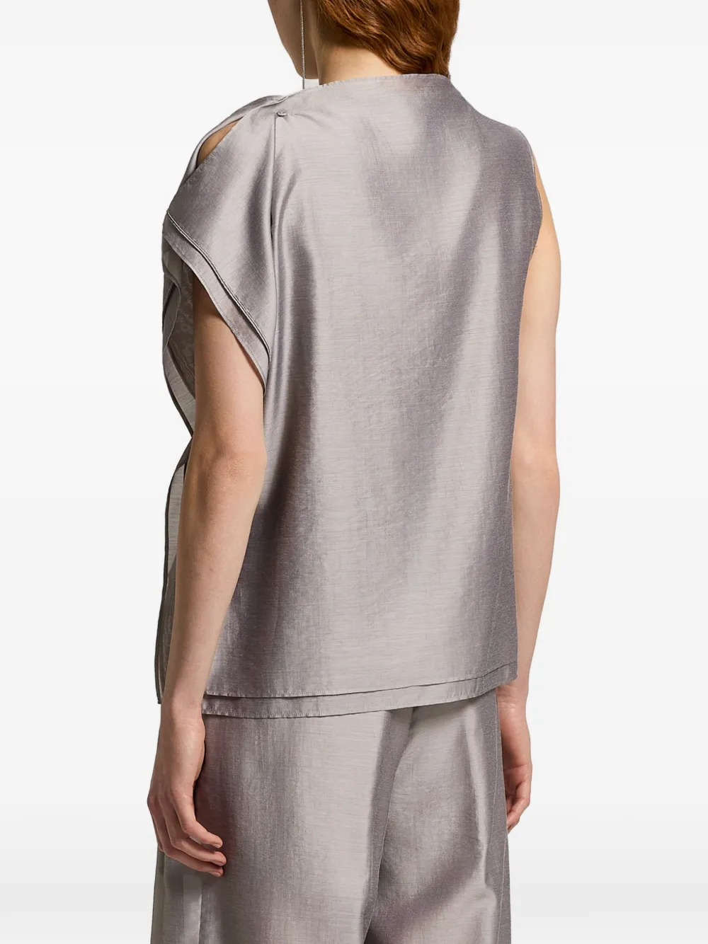  Peserico Ruffled Sleeveless Top - Grey 