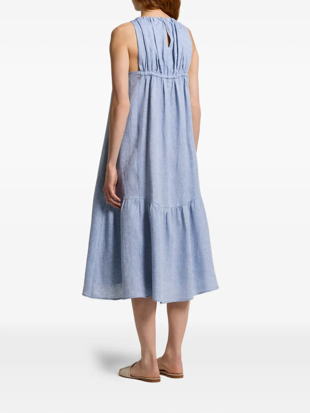 Peserico Mouwloze midi-jurk met A-lijn Blauw