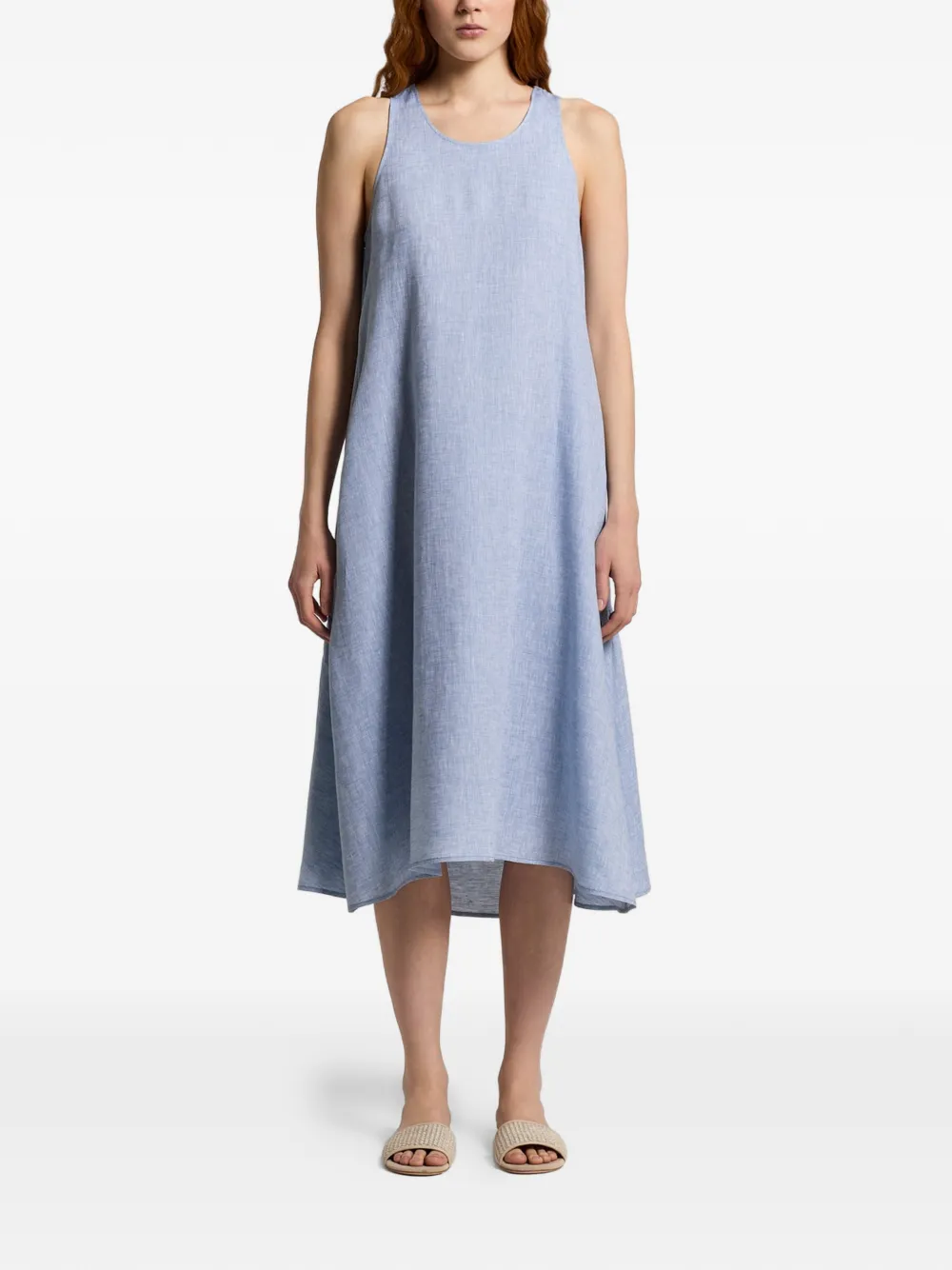 Peserico Mouwloze midi-jurk met A-lijn Blauw