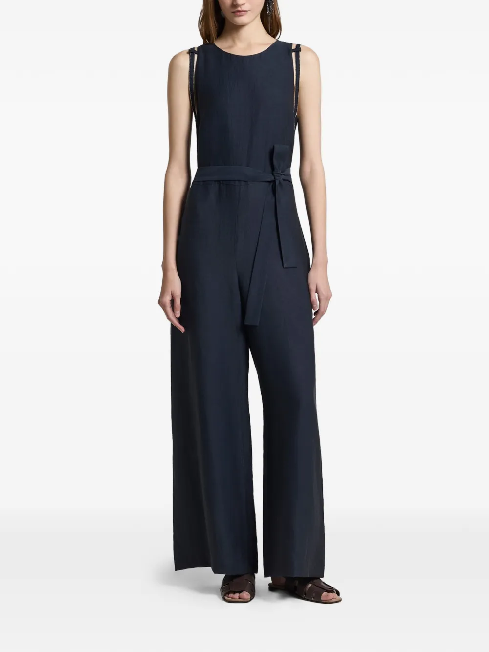 Peserico strap-detail tie-waist jumpsuit - Blau