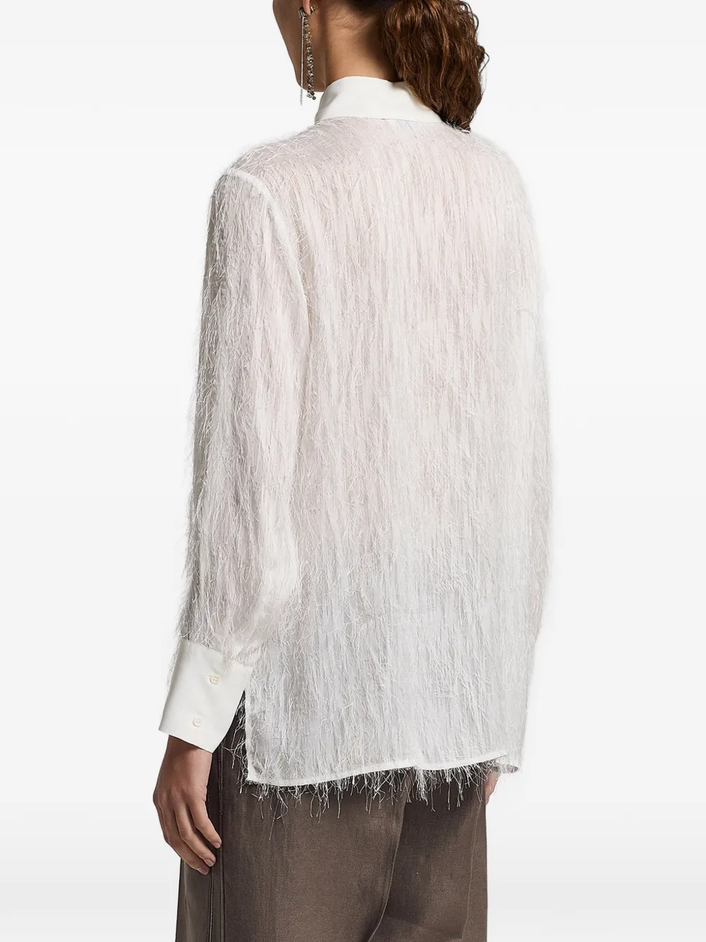 Peserico blouse met franje Wit