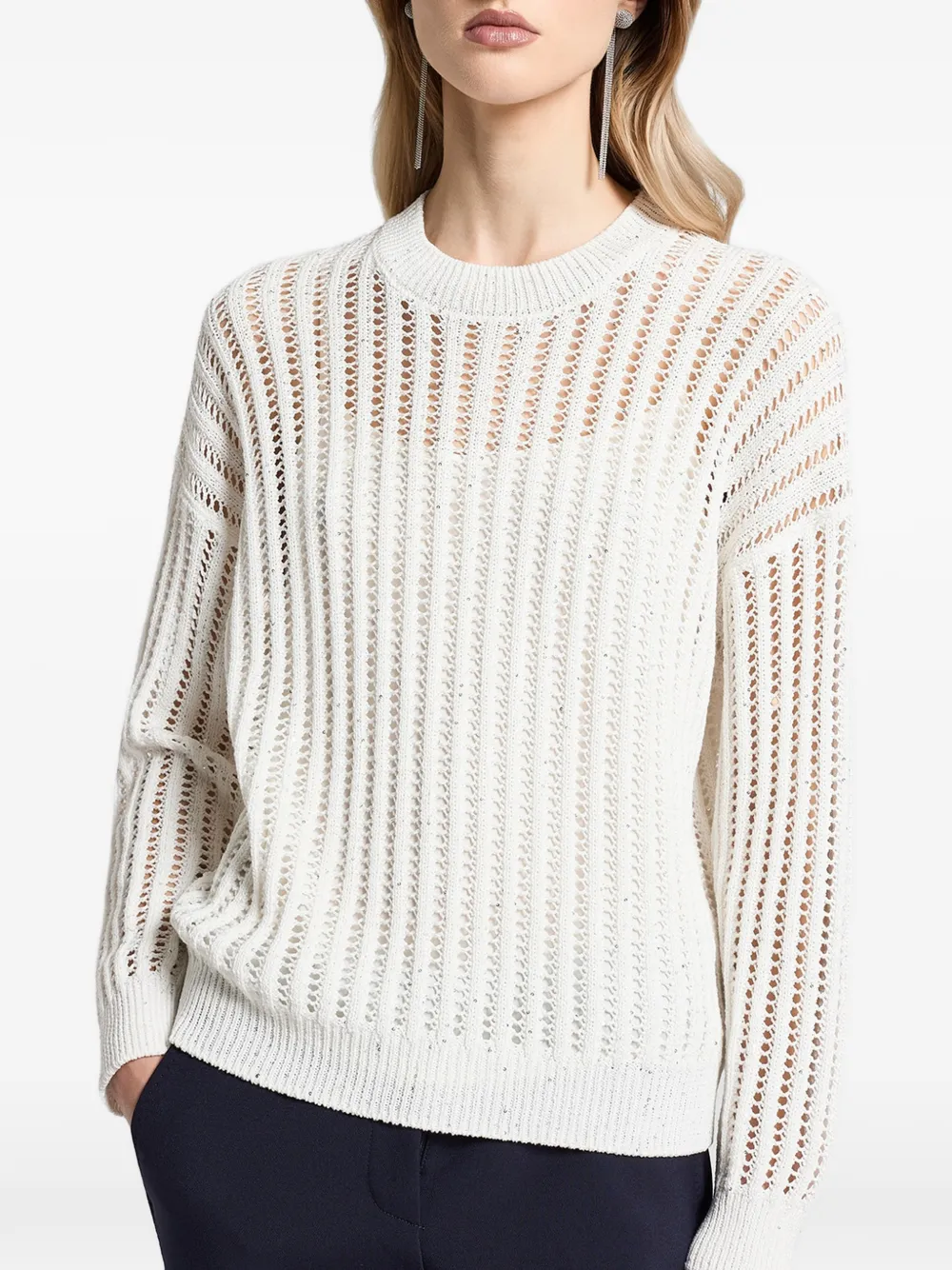  Peserico Sequinned Cordonet Sweater - Neutrals 