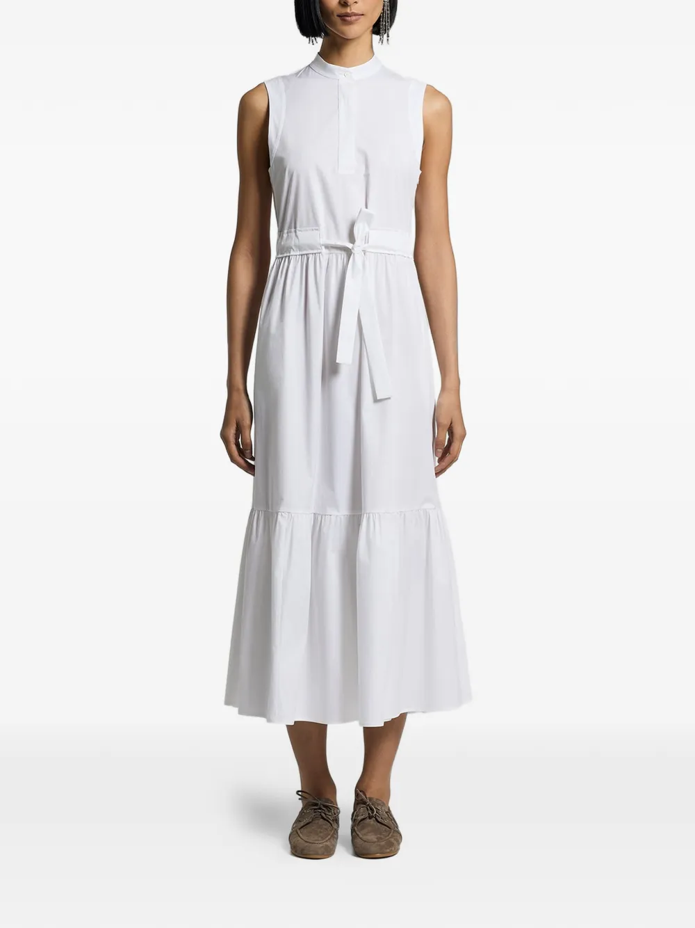 Peserico Midi-jurk met gestrikte taille Wit