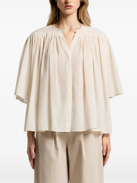 Peserico Geraffte Bluse mit V-Ausschnitt