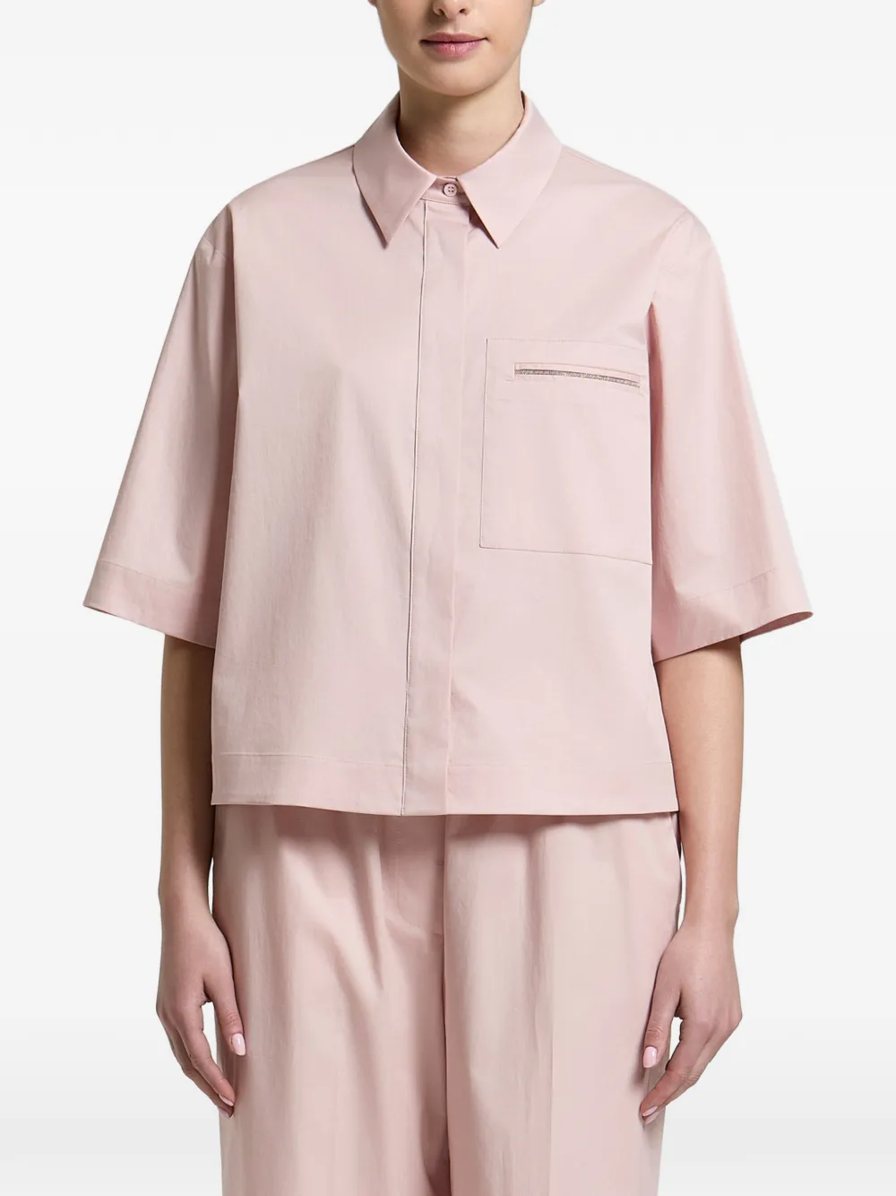 Peserico chain-trim short-sleeve shirt - Rosa