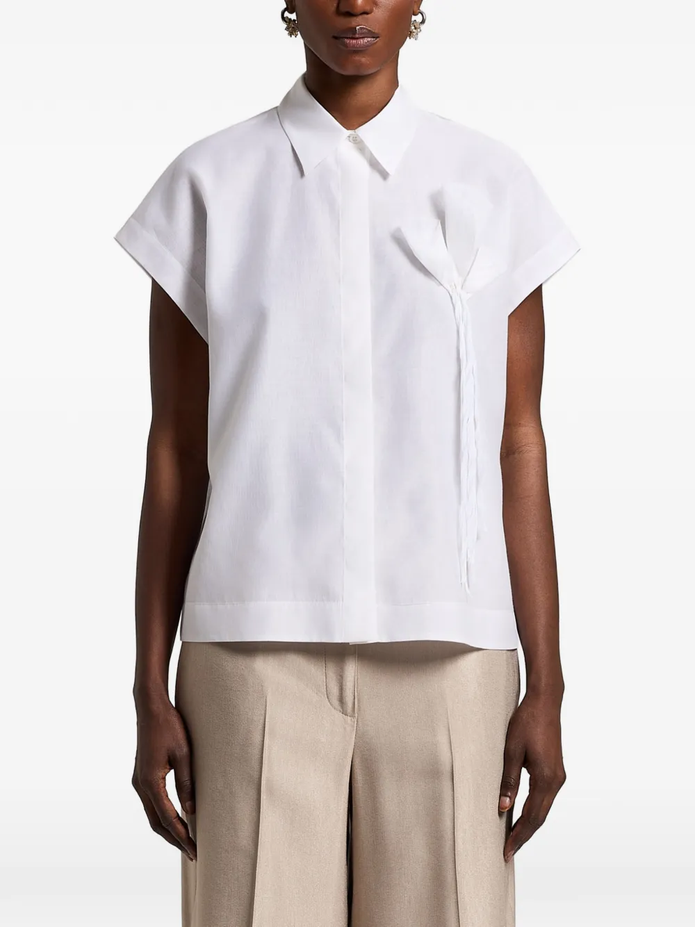 Peserico floral appliqué shirt - Bianco