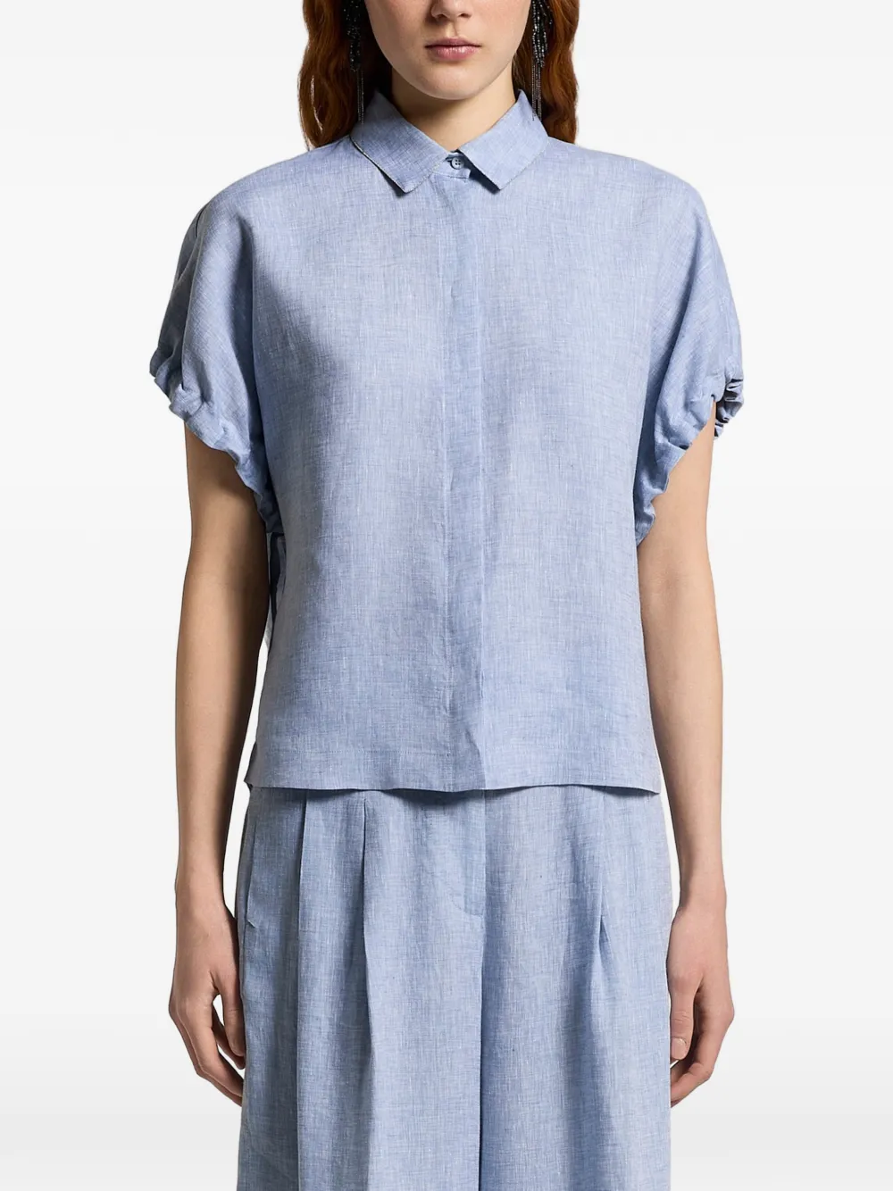 Peserico ruched-detail shirt - Blu