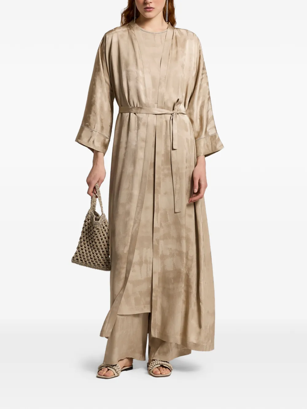 Peserico Maxi-jurk met tie-dye print Bruin