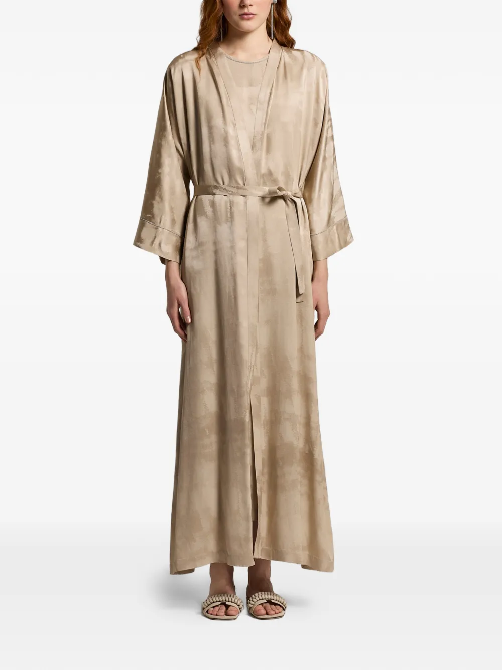 Peserico belted tie-dye maxi dress - Marrone