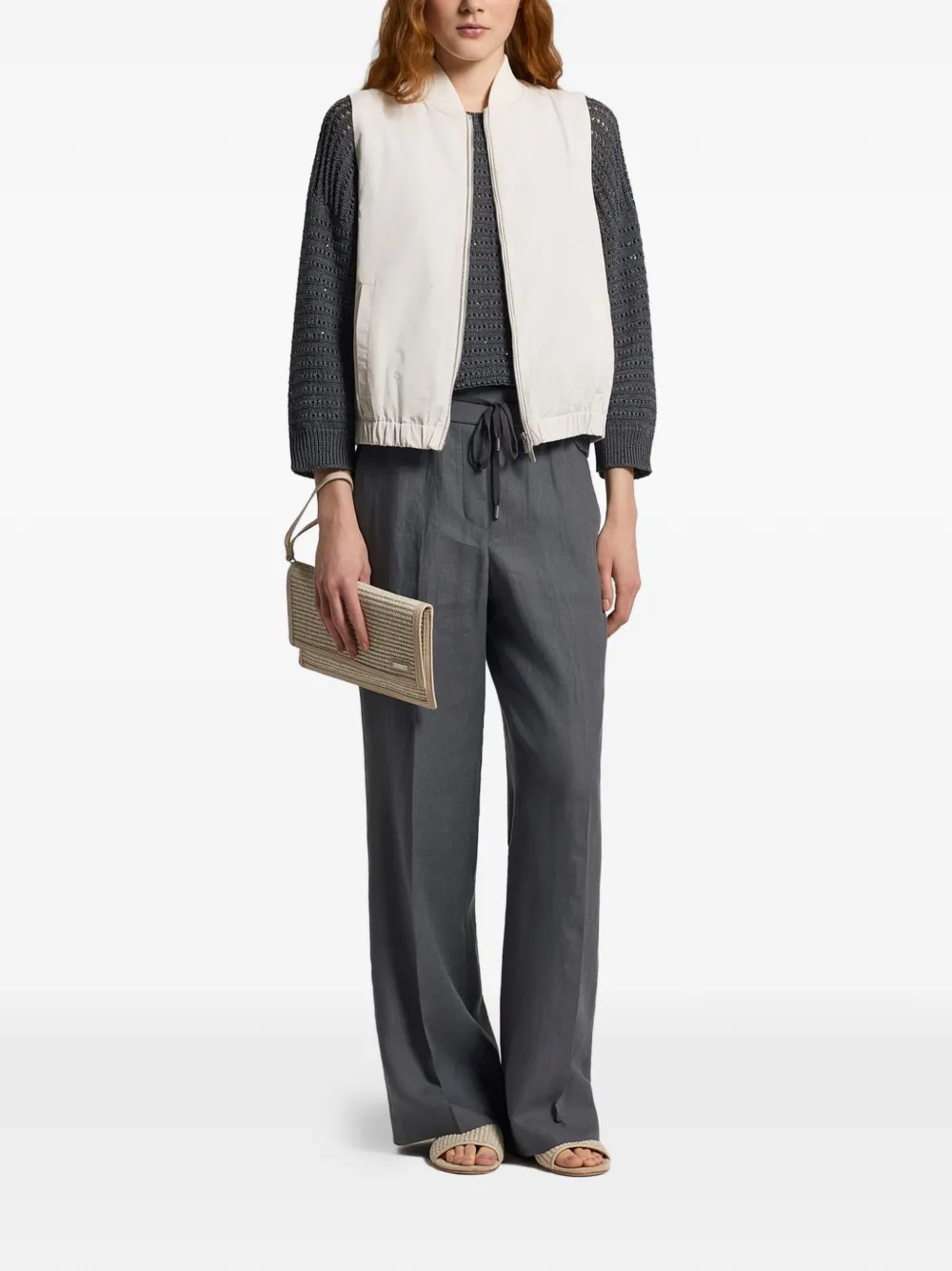  Peserico Elasticated-hem Gilet - Neutrals 