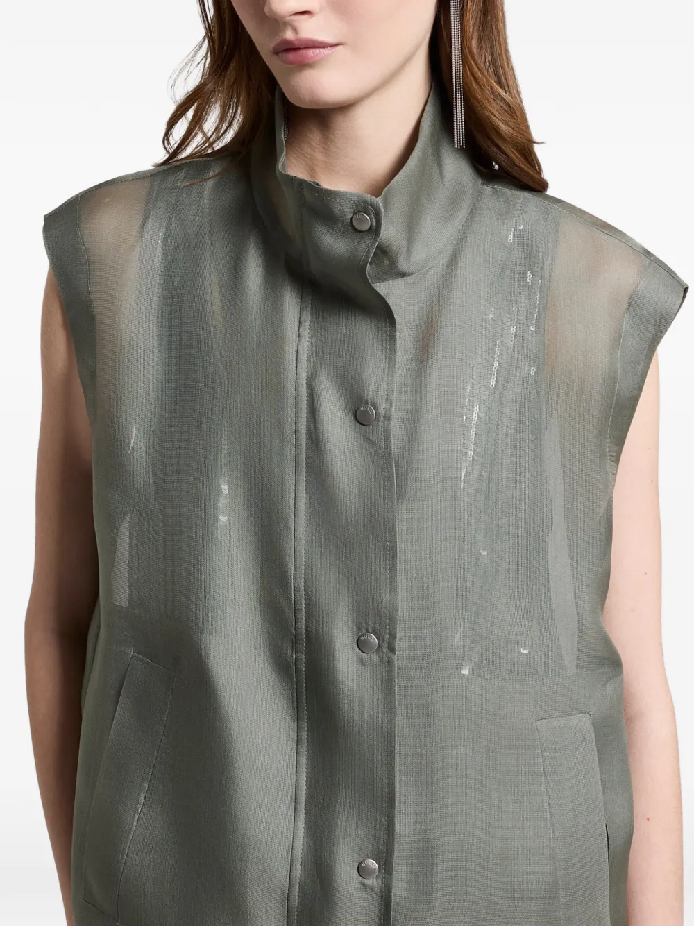 Peserico Gazar gilet met hoge hals Groen