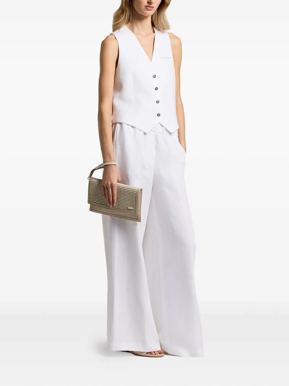  Peserico V-neck Buttoned Vest - White 