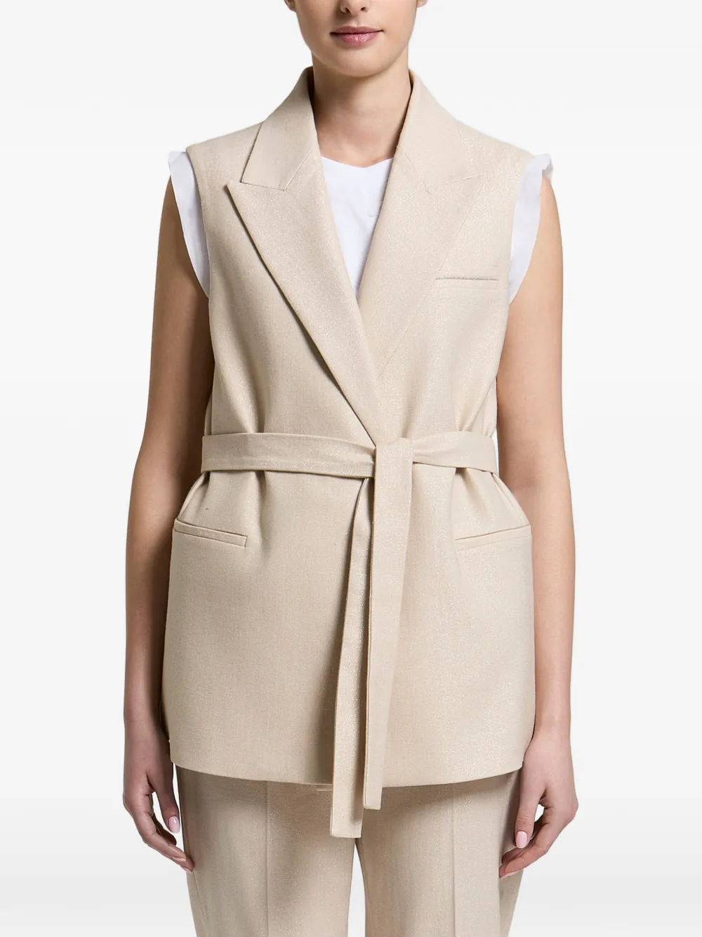 Peserico belted sleeveless jacket - Neutrals