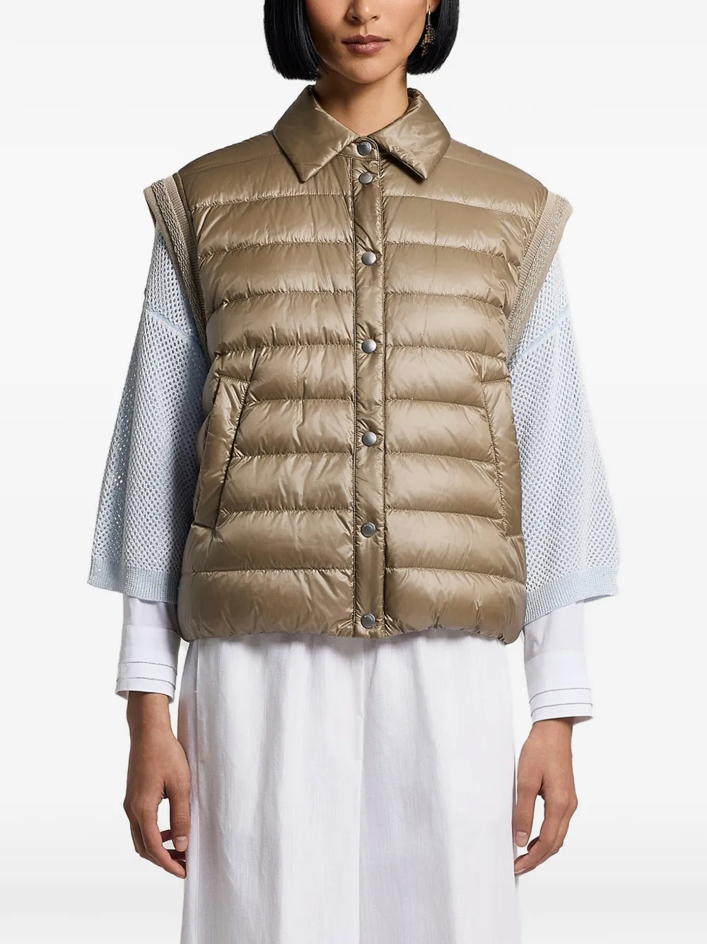 Peserico quilted sleeveless jacket - Nude