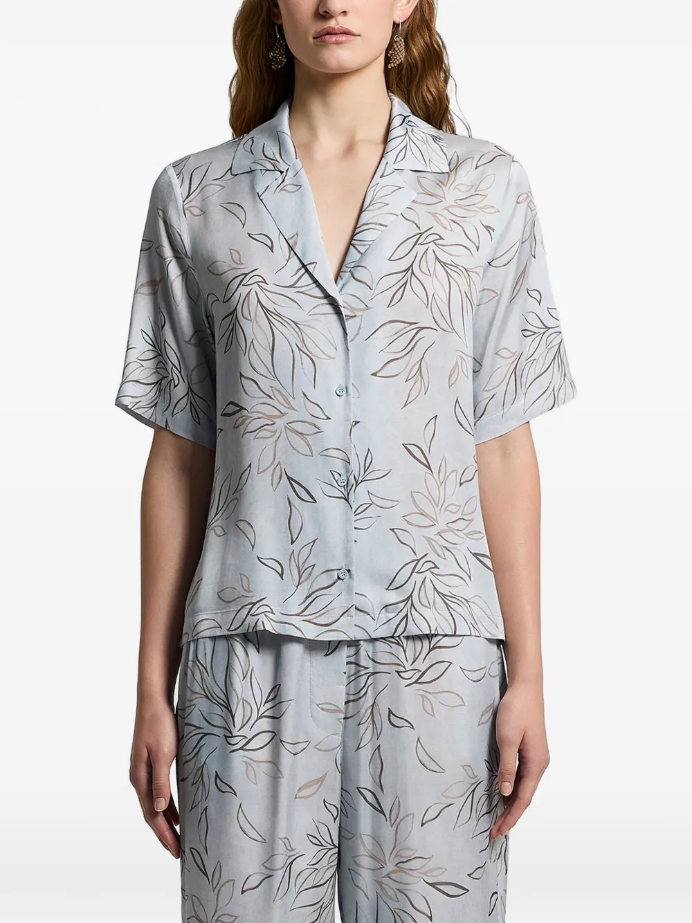 Peserico floral-print shirt - Blu