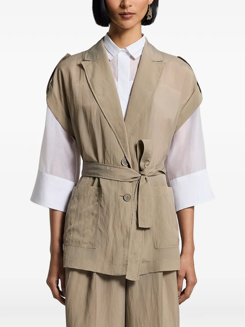 Peserico Gilet con cintura - Verde