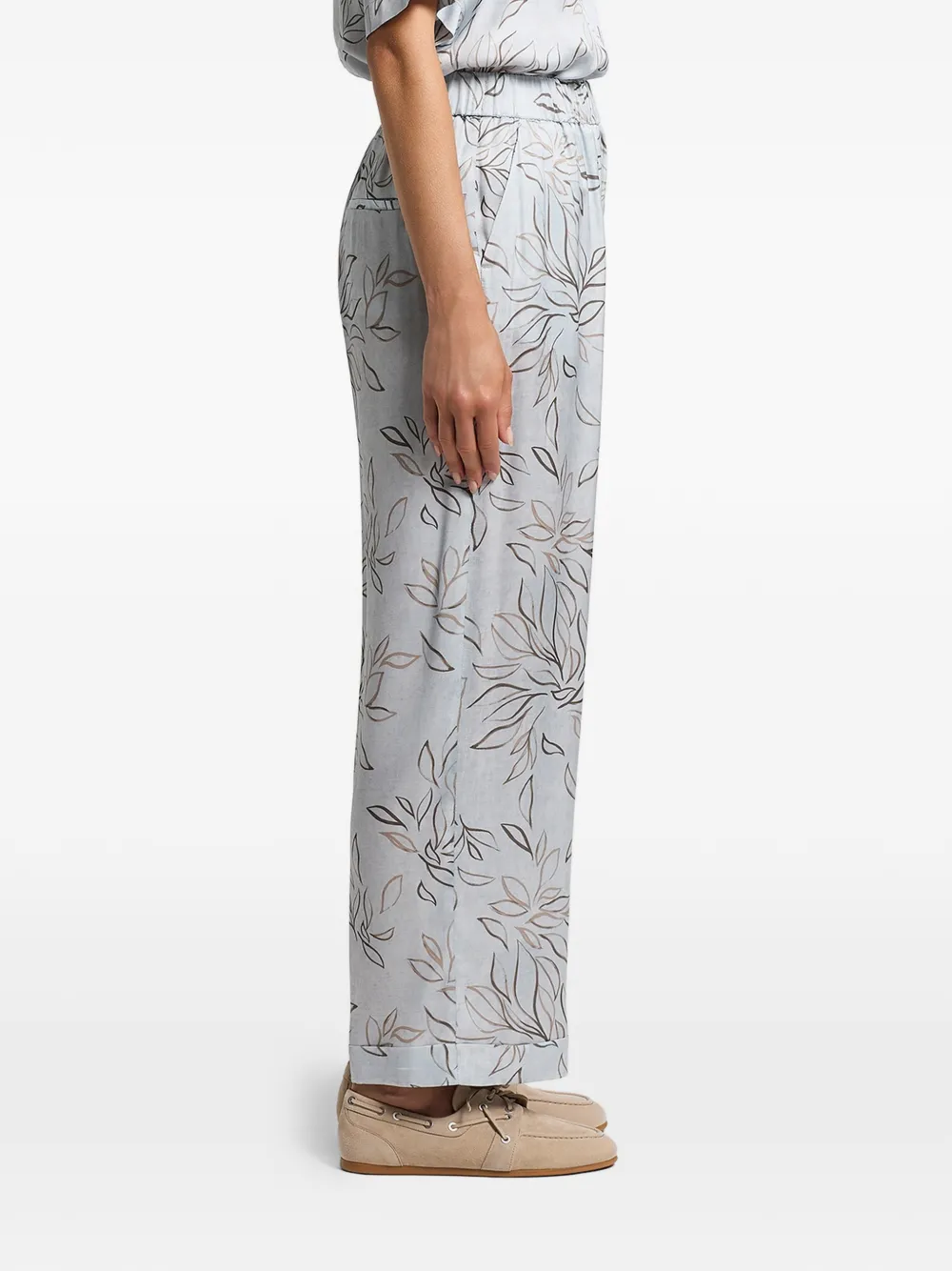  Peserico Printed Satin Trousers - Blue 