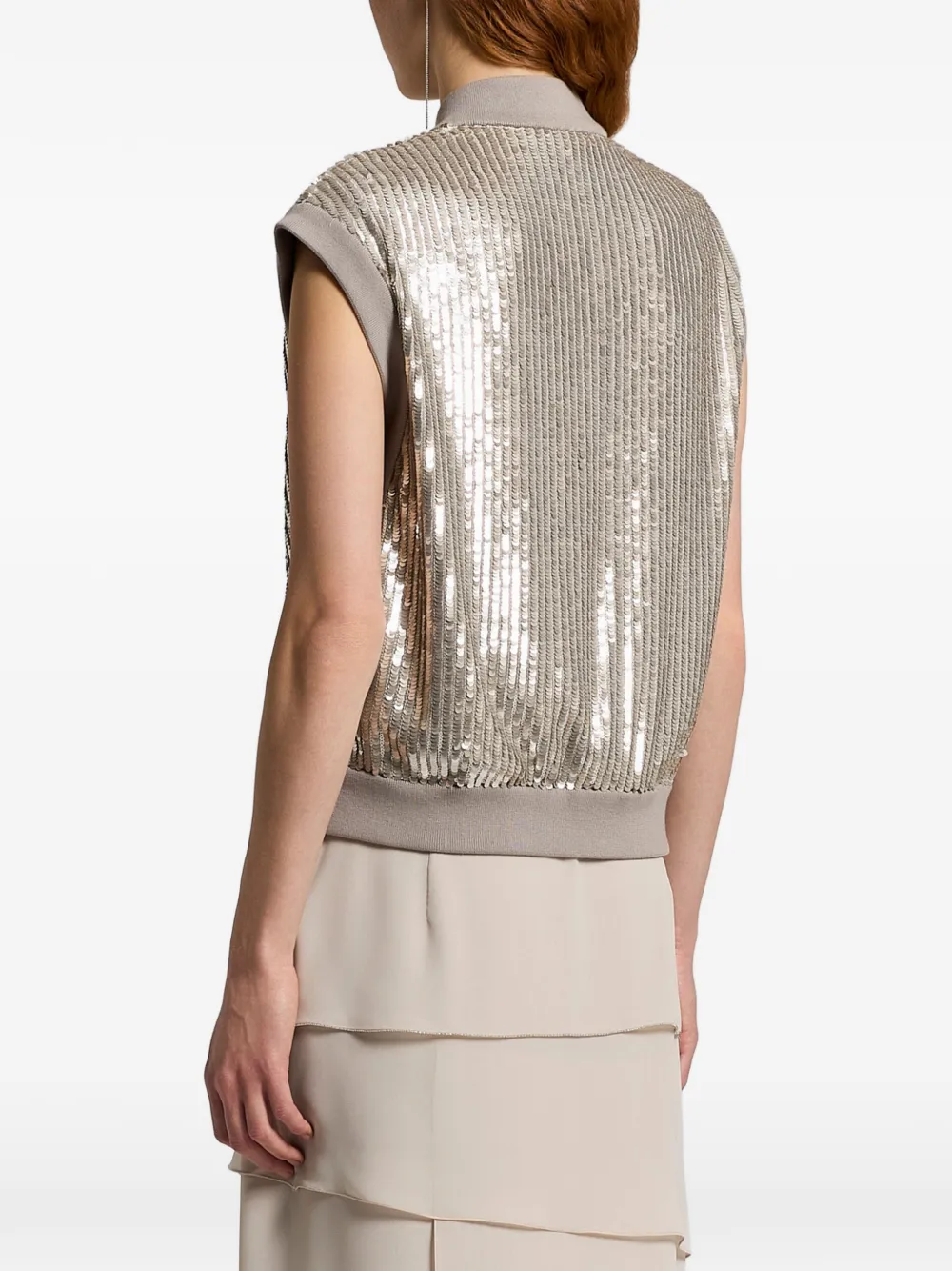  Peserico Sequin Sleveeless Jacket - Silver 