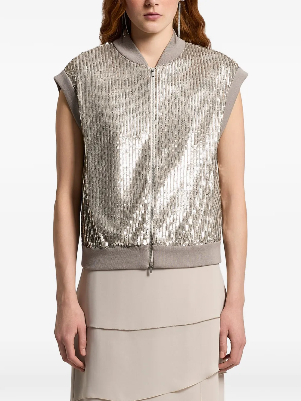 Peserico sequin sleveeless jacket - Argento