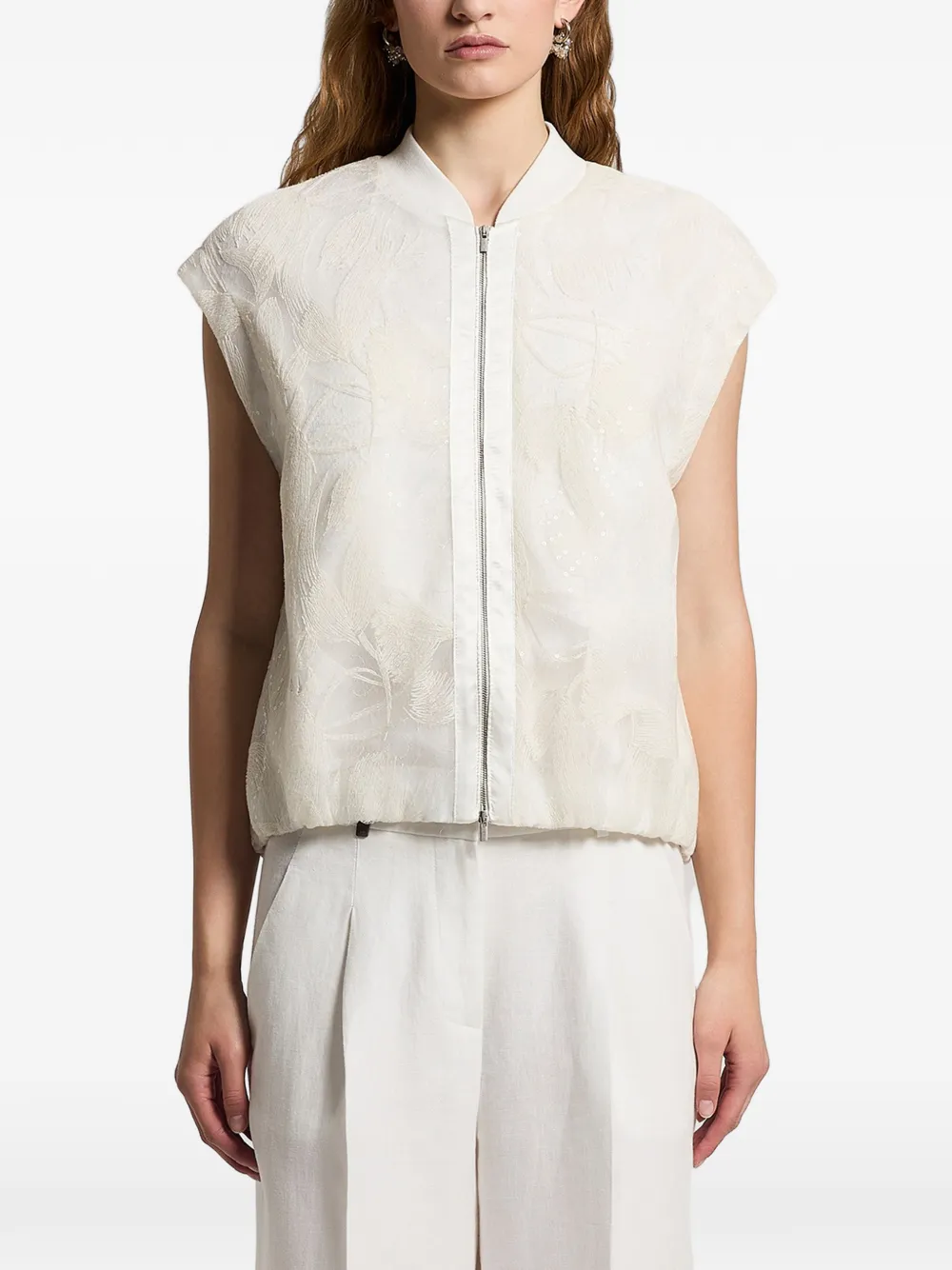 Peserico front-zip gilet - White